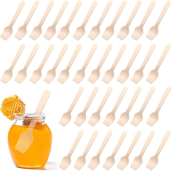 3.75 inch Mini Wooden Spoons, Tasting Samples Small Spoons, Food Grade Disposable Spoons for Parties, Weddings, Camping,Biodegradable Compostable Wood