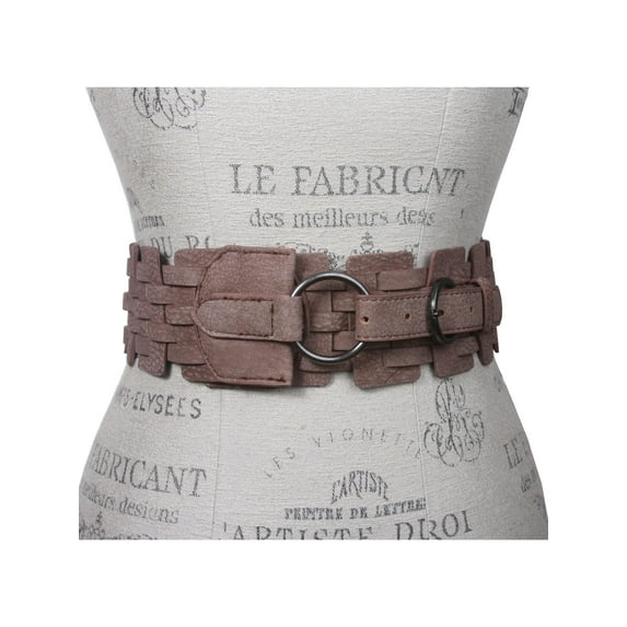 3" (75 mm) Wide High Waist Fashion Ring Fold Braided Stretch Belt