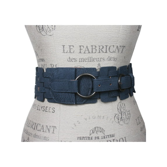 3" (75 mm) Wide High Waist Fashion Ring Fold Braided Stretch Belt