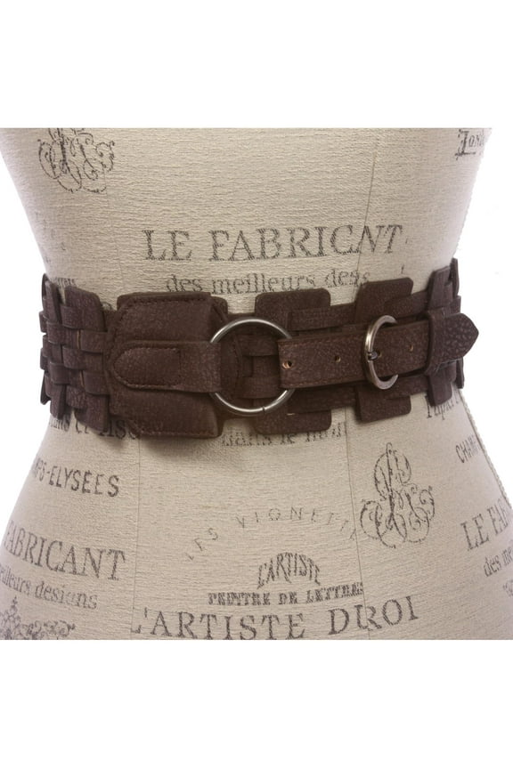3" (75 mm) Wide High Waist Fashion Ring Fold Braided Stretch Belt