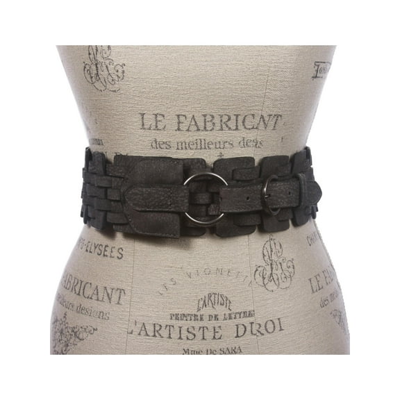 3" (75 mm) Wide High Waist Fashion Ring Fold Braided Stretch Belt