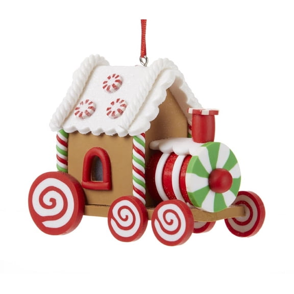 3.75 x 3.2" Clay Gingerbread Train Ornt