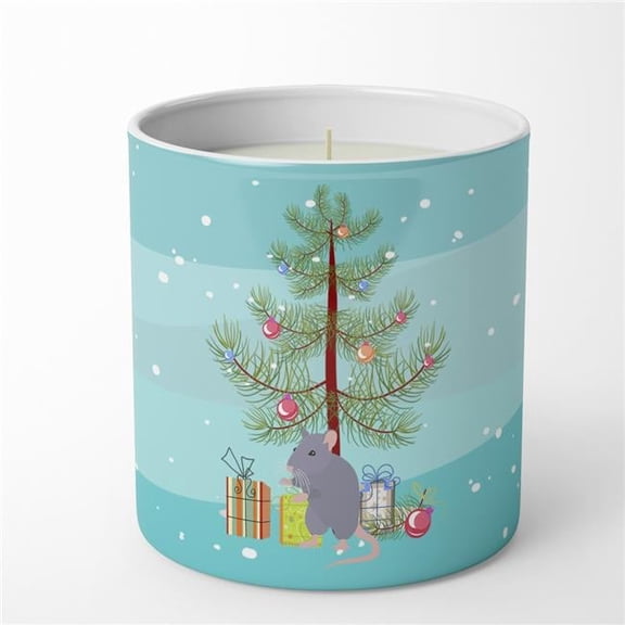 3.75 x 3.25 in. Unisex Blue Rat Merry Christmas 10 oz Decorative Soy Candle