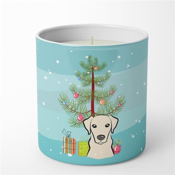 3.75 x 3.25 in. Unisex Christmas Tree & Yellow Labrador 10 oz Decorative Soy Candle