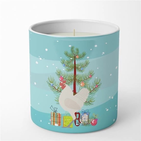 3.75 x 3.25 in. Unisex German Langshan Chicken Christmas 10 oz Decorative Soy Candle, Teal