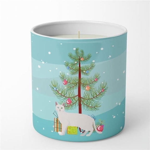 3.75 x 3.25 in. Unisex Khao Manee No.1 Cat Merry Christmas 10 oz Decorative Soy Candle
