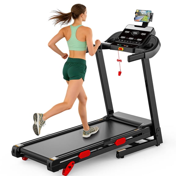3.75HP Foldable Treadmill w/ Incline 10MPH Max Speed, 320lbs Capacity Portable Treadmill for Home Walking Jogging,105 Programs, Smart APP Control, Shock-Absorbent Wider Belt, Exercise Treadmill
