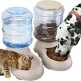 thumbnail image 1 of 2 Pack Automatic Cat Feeder and Water Dispenser in Set Pet Food Bowl for Small Medium Dog Pets Puppy Kitten Big Capacity 1 Gallon x 2 (Cream), 1 of 10