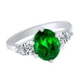 thumbnail image 1 of AFFY (3.75ct) Simulated Green Emerald & White Diamond Three Stone Engagement Ring In 14k Solid Gold With Ring Size 4.5, 1 of 1