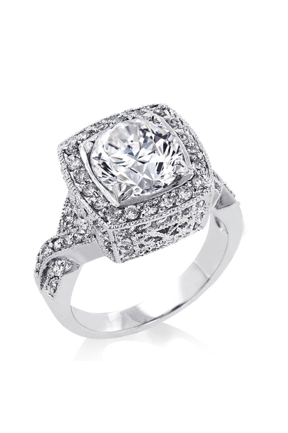 3.75ctw CZ Filigreed Halo Set Solitaire Edwardian Anniversary Wedding Engagement Ring, Size 5-10