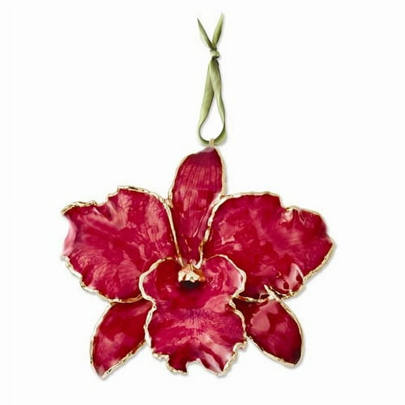 3.75in Lacquer Dipped Red Cattleya Orchid Ornament
