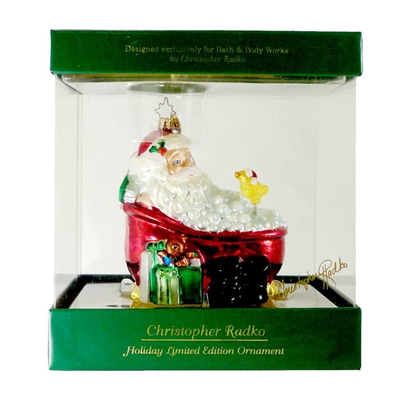3.75In Twas The Night After Christmas, Glass, Ornament Christmas Santa Tub 48578