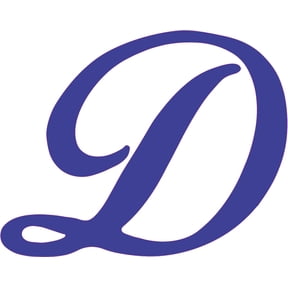 3.75in x 3in Blue Cursive D Monogram Sticker Fancy Vinyl Vehicle Stickers
