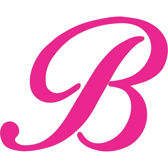 3.75in x 3in Pink Cursive B Monogram Sticker Fancy Vinyl Vehicle Stickers