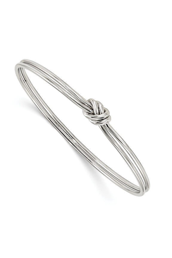 3.75mm Sterling Silver Rhodium-plated Polished Knot Slip Bangle Bracelet - 13.8 Grams