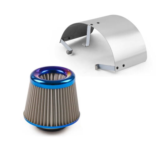 3'' 76mm Air Filter + Universal Air Intake Filter Heat Shield Cover 2.5"-3.5"