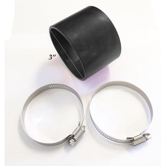 3" 76mm Air Intake Intercooler Rubber Coupler With Clamps BLACK