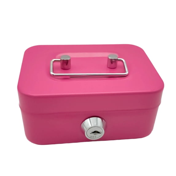 3.78 X2.28 Inch Metal Cash Box with Lock - Sesolution Money Organizer, Friend-safe Piggy Bank, Portable Handle for Valuables, Home Office Toy Storage