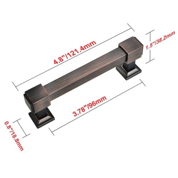 3.78 in. Center to Center Brett Square Edge Cabinet Pull, Oil Rubbed Bronze - Pack of 5