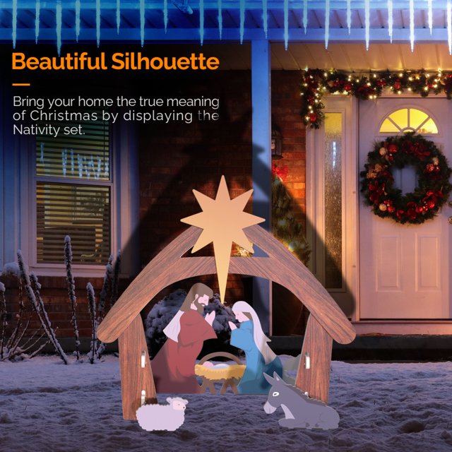 3.7FT Nativity Scenes Outdoor, Large 3D Christmas Nativity Sets