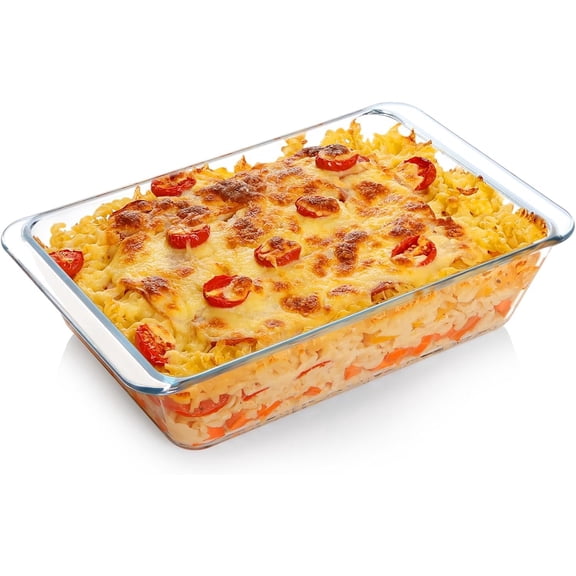 3.7QT Deep Glass Baking Dish, Rectangular Glass Baking Pan for Oven, Deep Clear Bakeware (3.7QT)