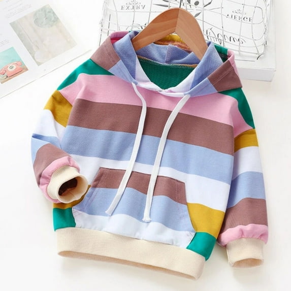 3-7T Girls and Toddlers' Rainbow Pullover Hoodie Sweatshirt Jacket Top