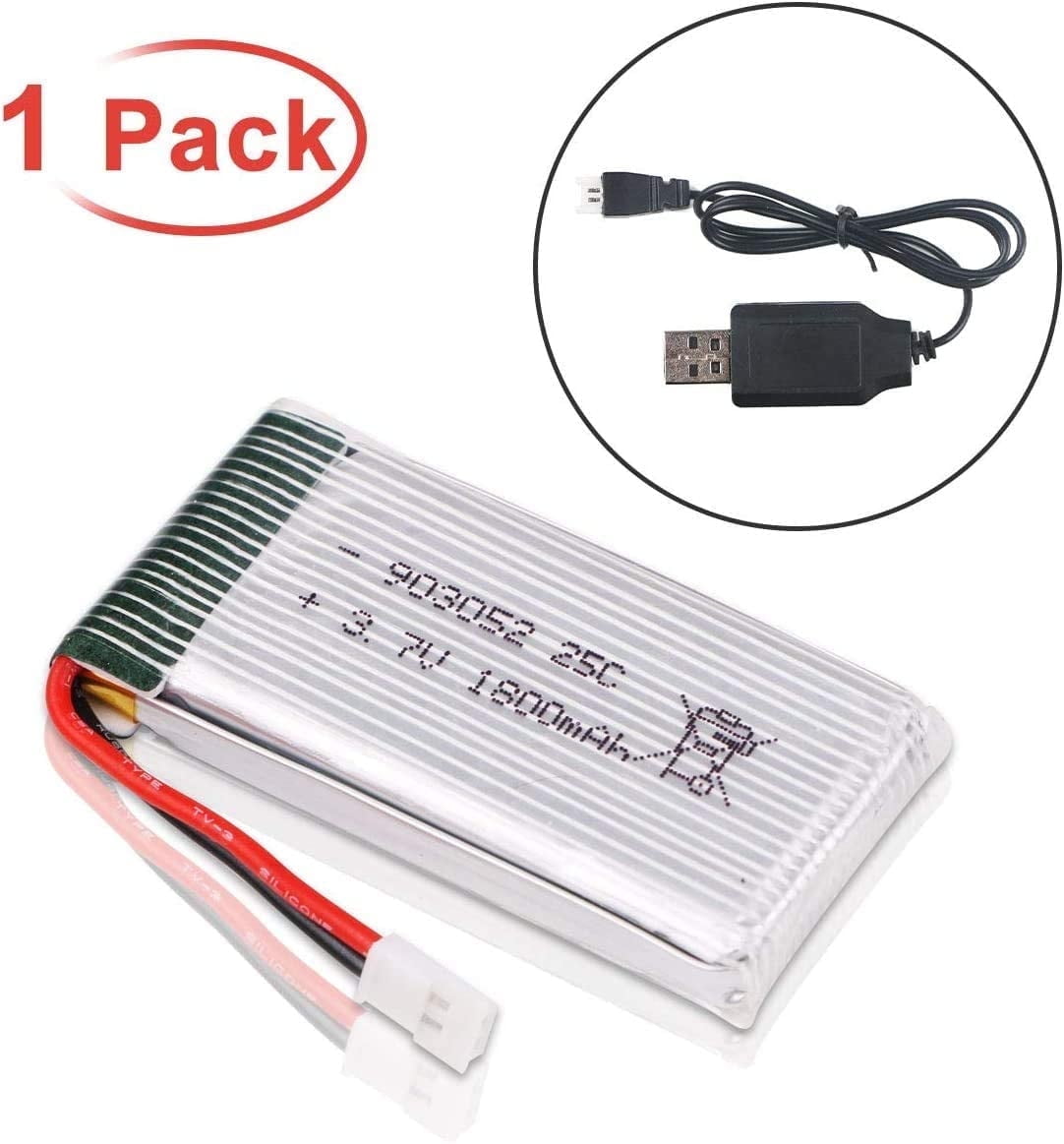 2-Pack 3.7V 220mAh Li-po Battery With USB Charger For Syma X4, X11, X13 Drones - MX2.0 Plug