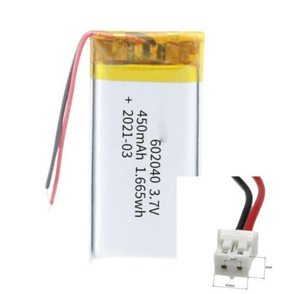 3.7V 450Mah 602040 Li-Ion Li-Polymer Li Battery 2.0 JST 2Pin For MP4 POWER BANK GPS TABLET SMART WATCH MOBILE POWER CAMERA MP3 DVD CHARGING POWER