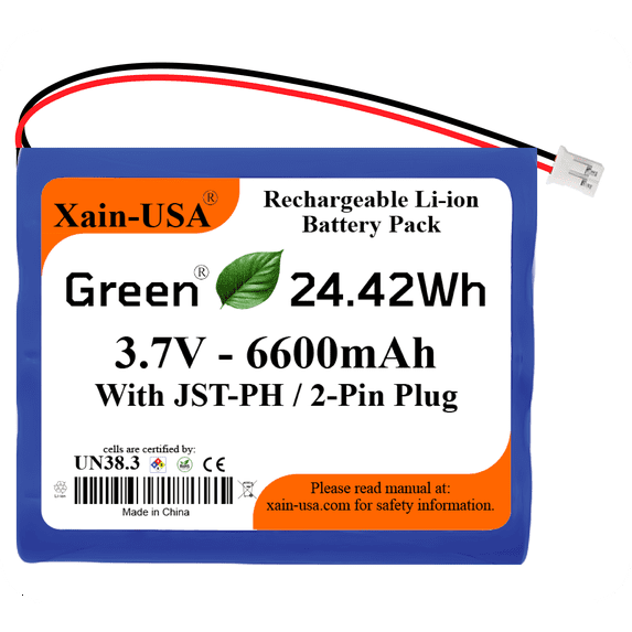 3.7V 6600mAh Li-ion Rechargeable Battery Pack