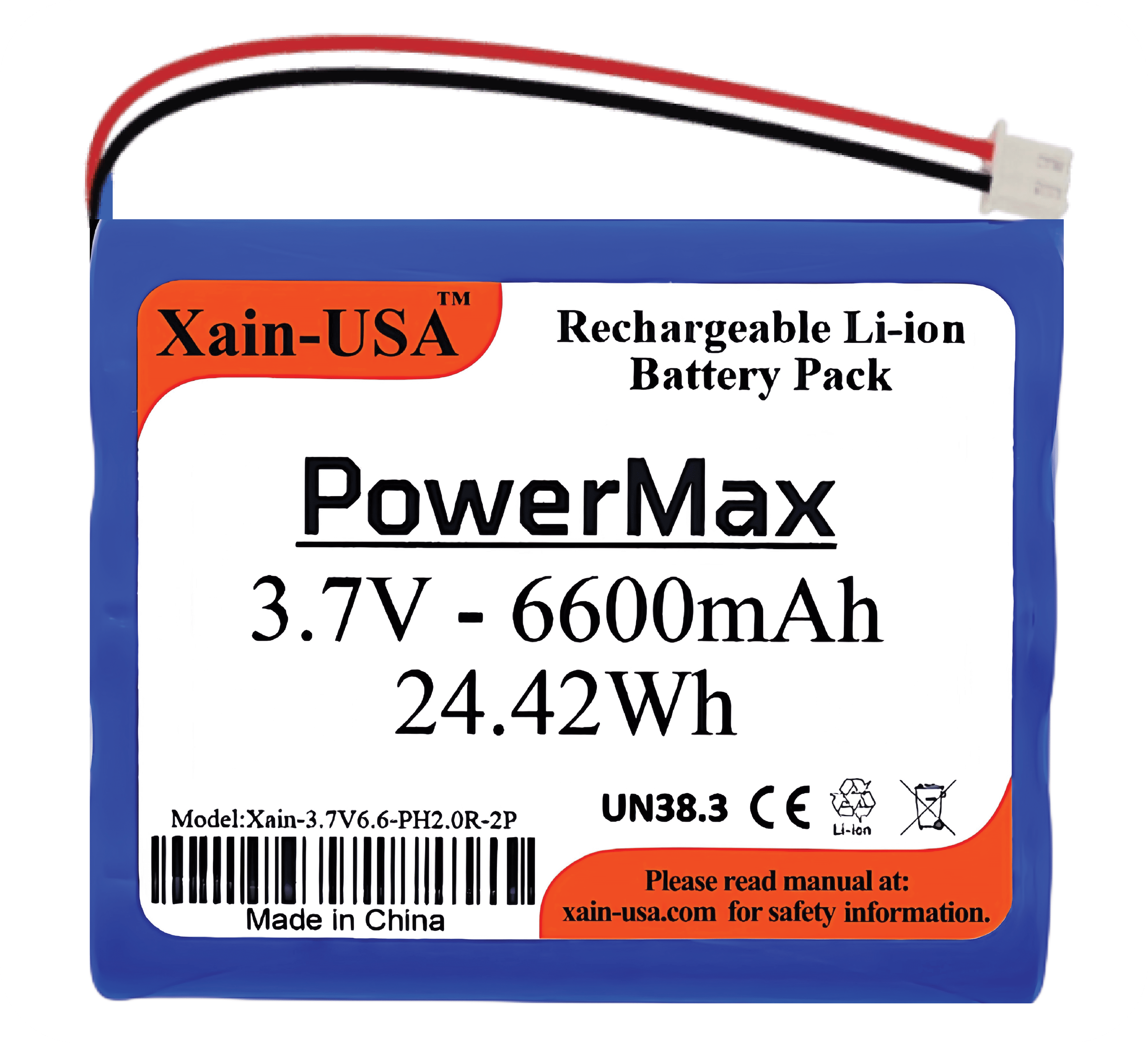 3.7V 6600mAh Li-ion Rechargeable Battery Pack