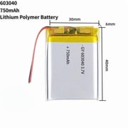 3.7V 750mAh Li-Ion Battery 603040 Lithium Polymer Rechargeable Battery