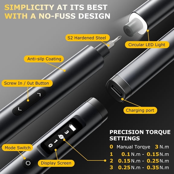 3.7V Electric Screwdriver, 57-in-1 Magnetic Bits Precision Repair Tool with LED Light