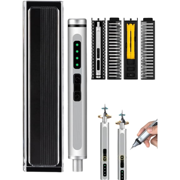 3.7V Mini Electric Screwdriver - 41-in-1 Electric Screwdriver Aluminum Handle, 200 RPM | 3 Torque Setting | Cordless Repair Tool Kit for Electronics Phone Camera Laptop Watch