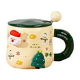 thumbnail image 1 of 3.7in Ceramic Christmas Coffee Mug with Lid & Spoon, Large Capacity Holiday Coffee Cup for Office Home Use, Gifts Suitable for Birthdays, Christmas, Halloween and Family Gatherings, 1 of 4