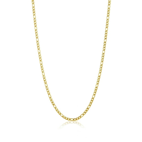 3.7mm 24k Yellow Gold Plated Stainless Steel Flat Figaro Choker Chain Necklace, 18 inches + Gift Box