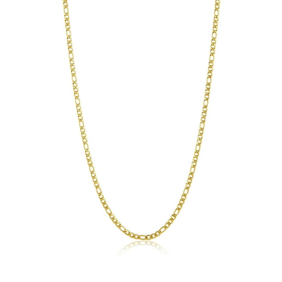 3.7mm 24k Yellow Gold Plated Stainless Steel Flat Figaro Choker Chain Necklace, 18 inches + Gift Box