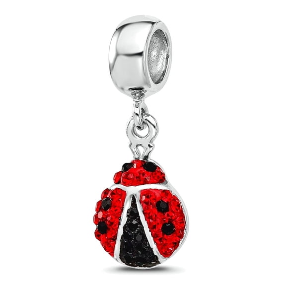 3.7mm 925 Sterling Silver Reflections Rhodium Plated Lady Bug Preciosa Crystal Bead Charm Pendant Necklace for Women