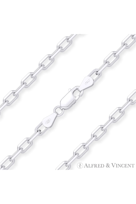 3.7mm D-Cut Anchor Cable Link Chain Necklace in Solid .925 Sterling Silver