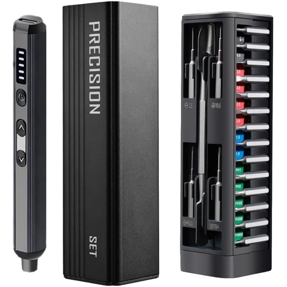 3.7v Mini Electric Set, Precision Set with 5 Torque Settings, LED Light, Storage, Magnetizer, Repair Tool Kit for Electronics Phone Camera Laptop Watch