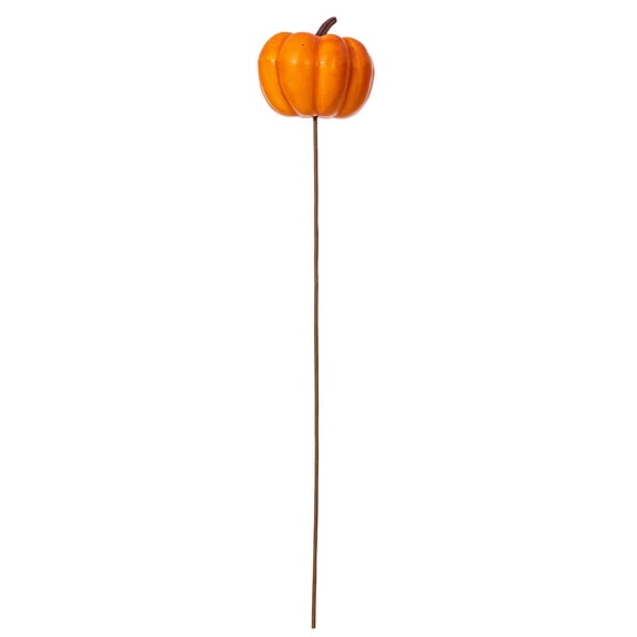 3.7x3.5" Orange Pumpkin 19.5" Stick 5/Bg