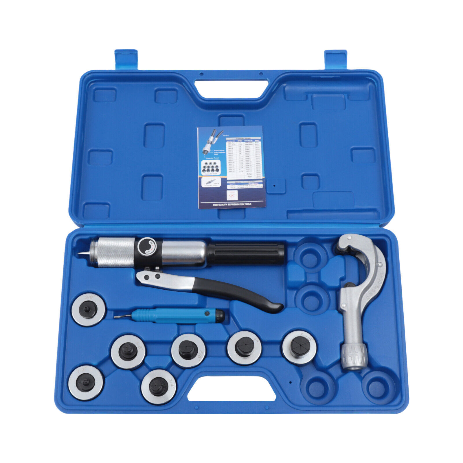 3/8"-1-1/8" 7 Lever Hydraulic Tubing Expander Tool Swaging Kit HVAC Tools Tube Silver, Black