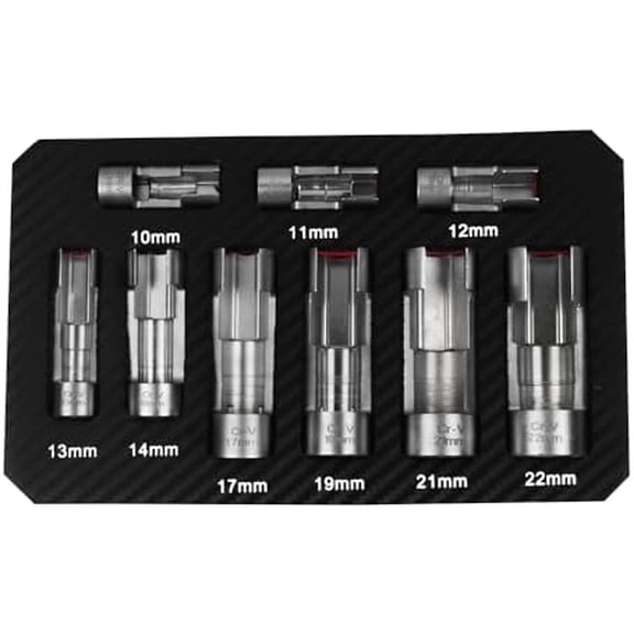 3/8" 1/2" Diesel Injector Fuel Line Socket Wrench Set 10-22mm for Thermo Switches, Fastener on Bent Pipes, EGT Sensor, ect.