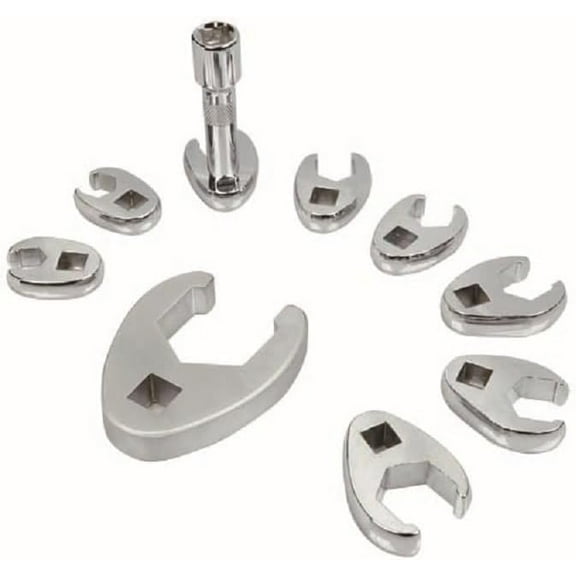 3/8" - 1" Crowfoot Wrench Set - SAE & Metric 11 Pieces Wrench Set With Clip On Organizer Easily Access Hard To Reach Areas - Stainless Steel Tool For Mechanics Great For Automotive Repair Work