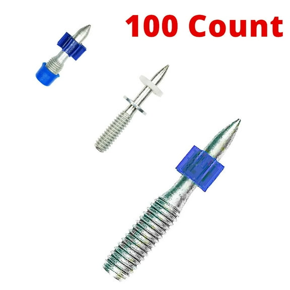 3/8"-16 Ceiling Threaded Studs Thread Fasteners Steel Concrete Fastening Studs for BX EMT Electrical Metallic Tubing Conduit Clips Thread Length 1-1/4", Shank Length 1" w/ Rubber Flute, 100/PKG