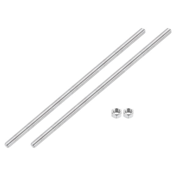 3/8"-16 Fully Threaded Rod, 2Pcs 304 Stainless Steel 11.8" Long Threaded Screw