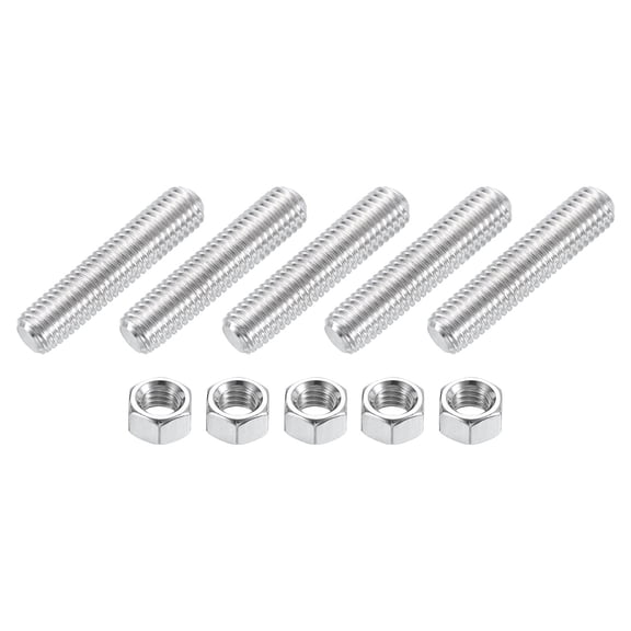 3/8"-16 Fully Threaded Rod, 5Pcs 304 Stainless Steel 2" Long Threaded Screw