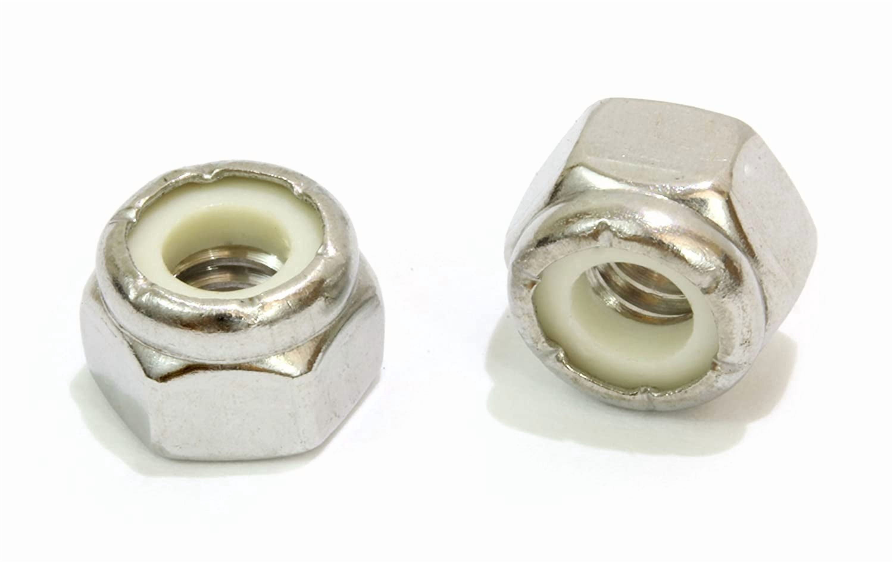 3/8"-16 Inch Lock Nut (100 Pack) Stainless Steel Finish Hex, 304 18-8 Stainless Steel with Nylon Insert, by Bolt Dropper