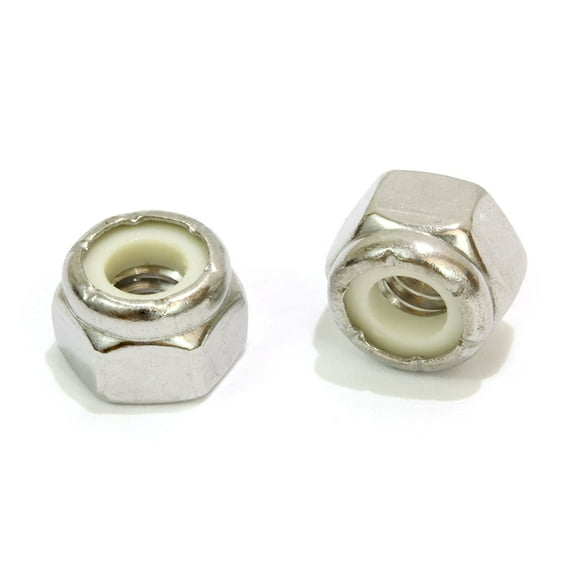 3/8"-16 Inch Lock Nut (100 Pack) Stainless Steel Finish Hex, 304 18-8 Stainless Steel with Nylon Insert, by Bolt Dropper