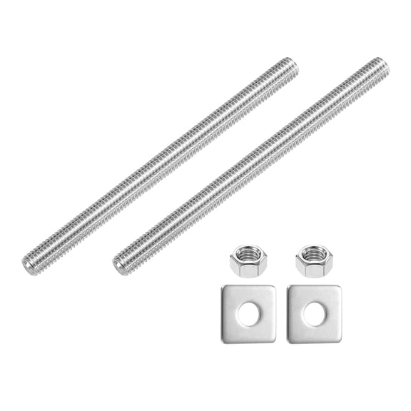 3/8"-16 UNC Fully Threaded Rod, 2Pack 304 Stainless Steel 5.5" Screw with Washer