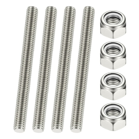 Uxcell UNC Fully Threaded Rod Length Right Hand Thread with Nuts for Various Applications 3/8"-16 x 3.15" 4